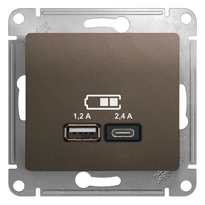 SE Glossa Шоколал Розетка USB 5В/2.4А 2х5В/1.2А