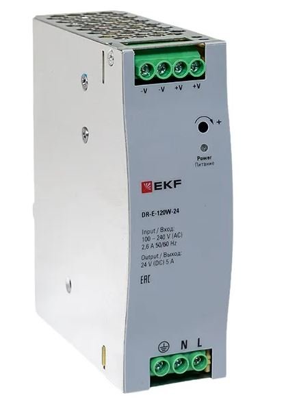 Блок питания 24В DR-E-120W-24 на DIN-рейку EKF