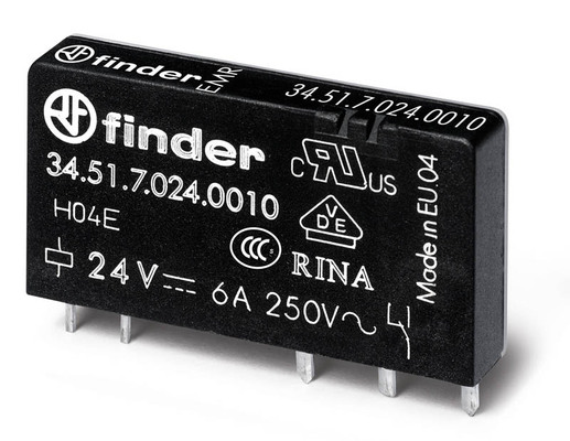 FINDER Реле ультратонкое электромеханическое 6А 1CO AgNi 24В DC RTII