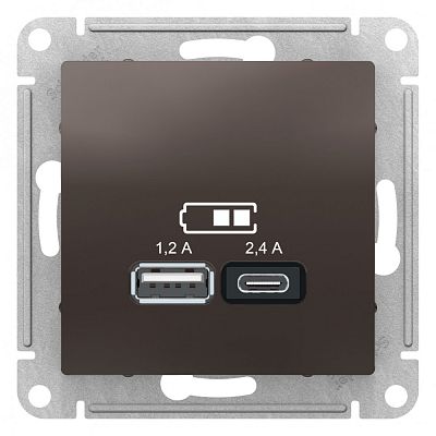 AtlasDesign Мокко Розетка USB  A+С 5В/2.4А 2х5В/1.2А