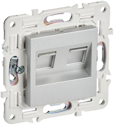 IEK SKANDY Серебряный Розетка 2-м компьютерная RJ45 кат.6