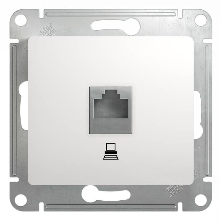 SE Glossa Бел Розетка компьютерная RJ45 кат.5E