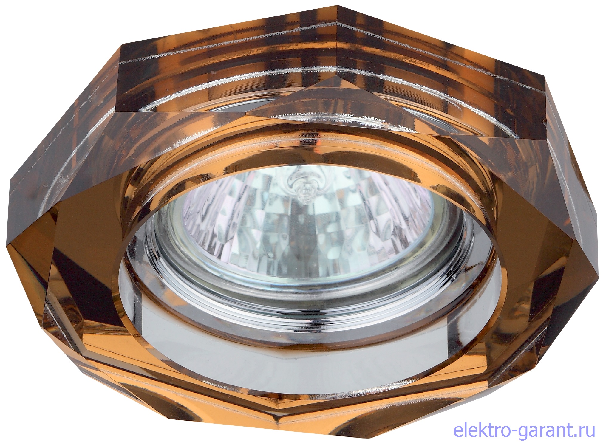 DK6 CH/T ЭРА декор стекло обьемный многогранник MR16, 50W, хром/янтарь