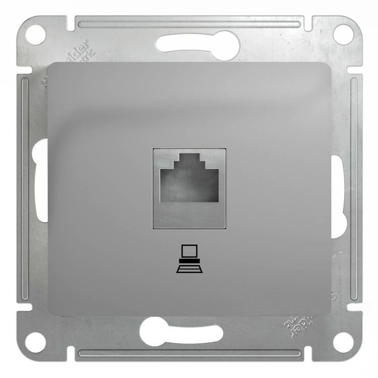 SE Glossa Алюминий Розетка компьютерная RJ45 кат.5E