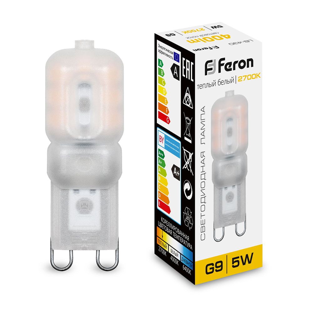 FERON Лампа LED 5вт 230в G9 2700К пластик