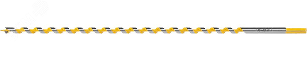 STAYER Spiral Сверло левиса по дереву 10x450/360мм шестигранный хвостовик