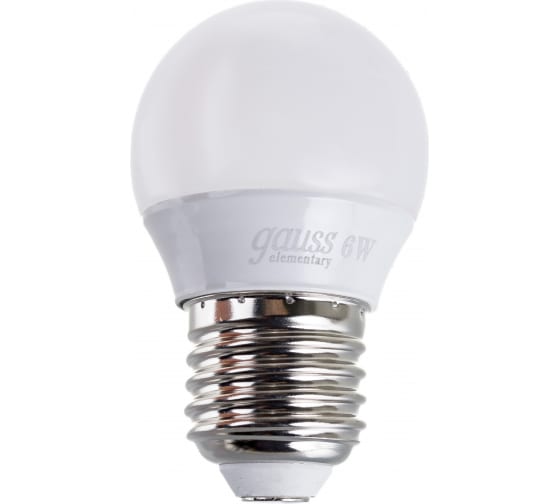 Gauss Elementary лампа шар LED 6W E27 теплый
