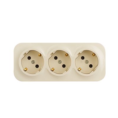 Quteo Розетка 3-я с/з 16А 250В IP20 Слон.кость Legrand NEW