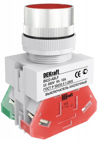 DEKraft Кнопка красная выключения ABLF-22 220В ВК-22