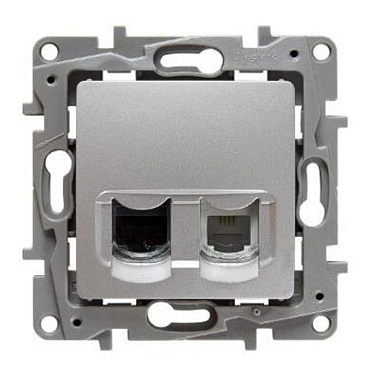 Etika Алюм Розетка телеф.+ комп (RJ11+RJ45) 5e UTP