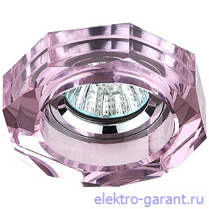 DK6 CH/PK ЭРА декор стекло обьемный многогранник MR16, 50W, хром/розовый