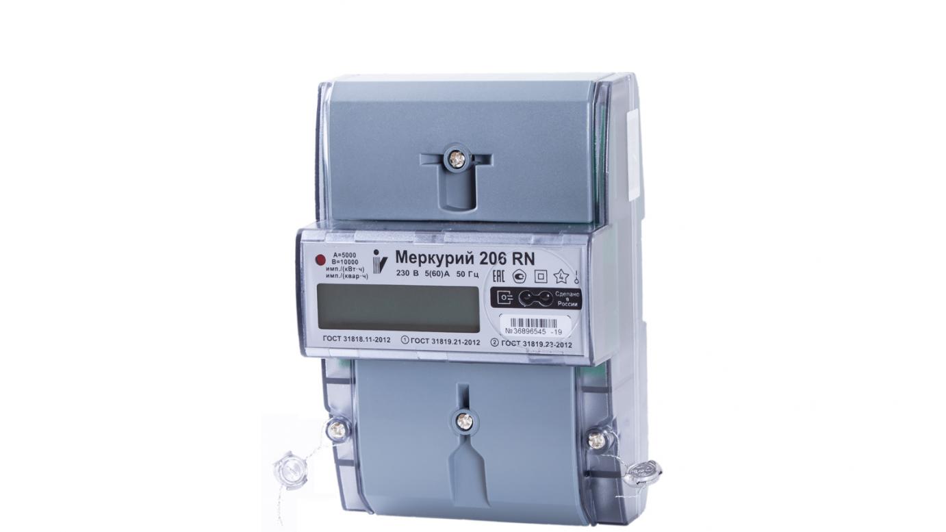Счётчик Меркурий 206 RN 1ф. оптопорт 5(60А)