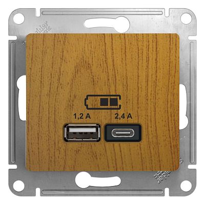 SE Glossa Дуб Розетка USB 5В/2.4А 2х5В/1.2А