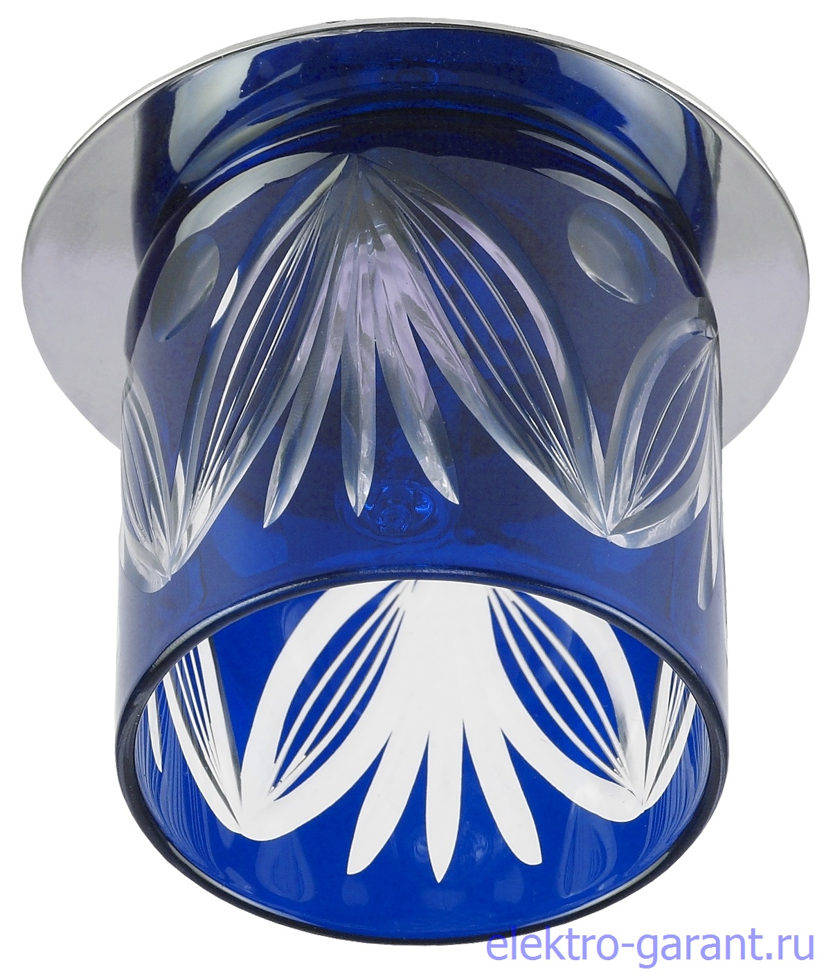 DK53 CH/BL ЭРА декор стекл. стакан "листья" G9,220V,40W хром/синий