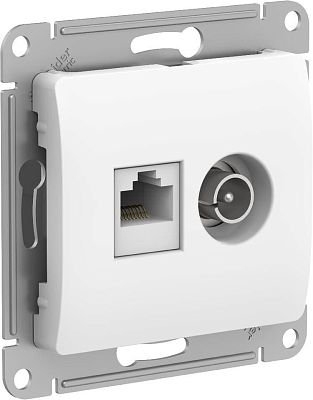 SE Glossa Бел Розетка 3-я RJ11+RJ45+TV, кат.5E