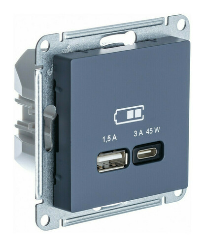 AtlasDesign Грифель Розетка USB A+C 45W высокоскор.заряд. QC, PD