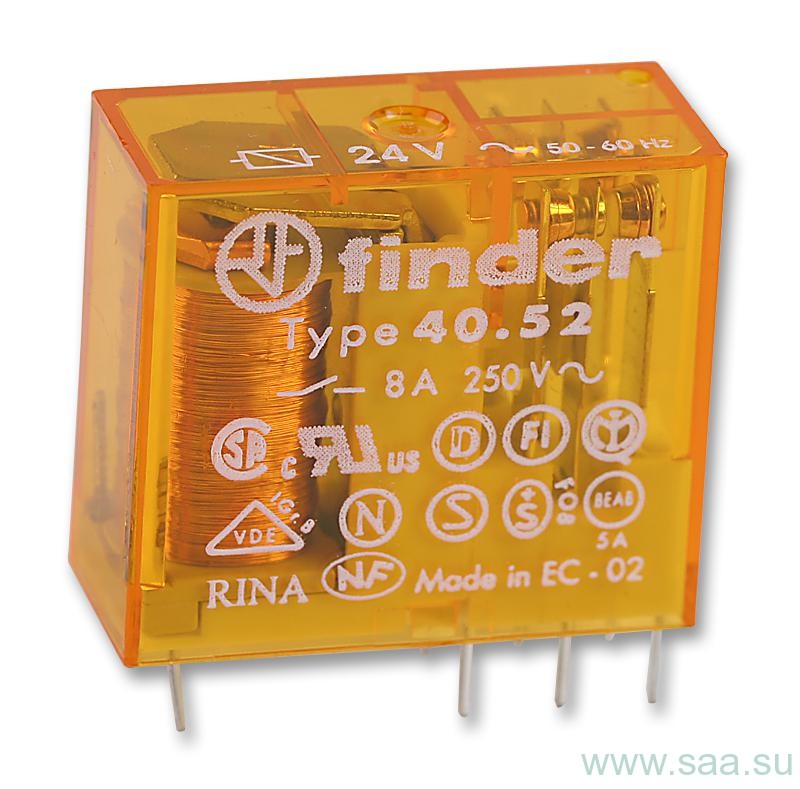 FINDER Реле промежуточное 8А AgNi 24В 2CO AC RTII 