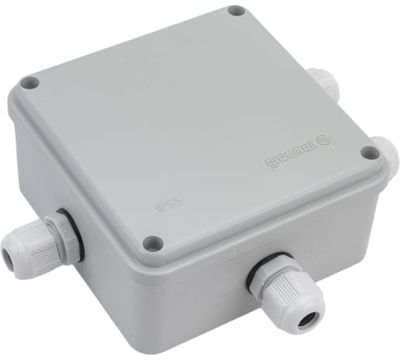 GREENEL Коробка распаячная наружняя 100*100*50 5 сальников RAL 7035 IP55