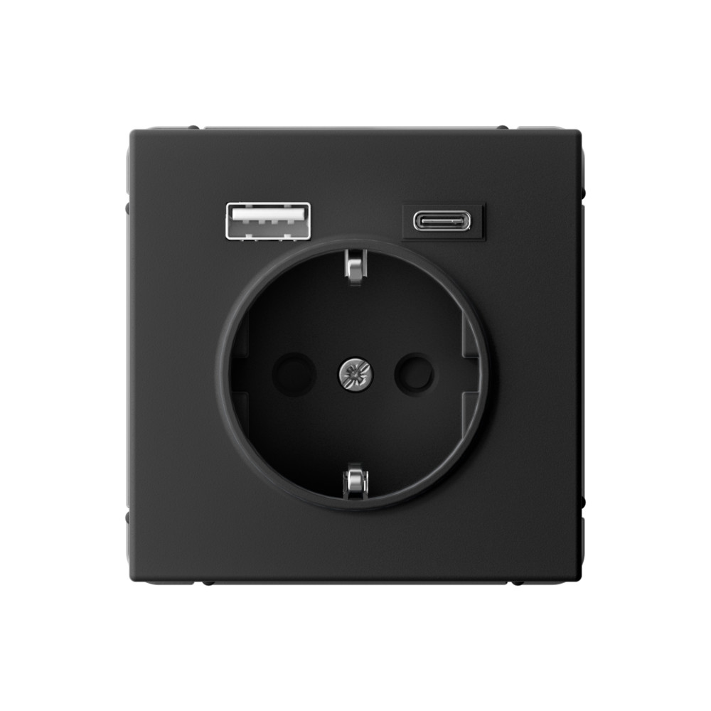 ArtGallery Карбон Розетка 1-я с 2 USB A+C