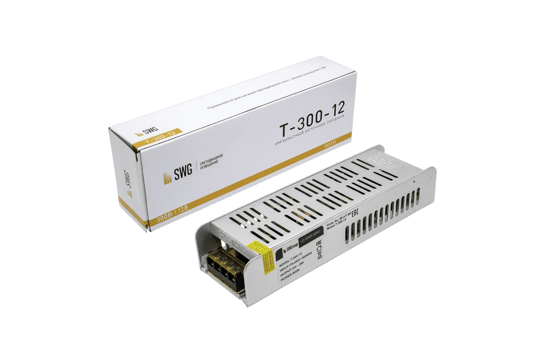 Блок питания компактный (узкий) 300W, 12V SWG