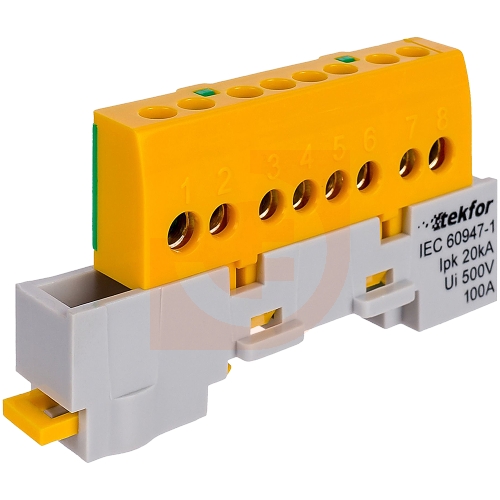 Шина нулевая изолированная KSN-6-6х9-08 PE Tekfor