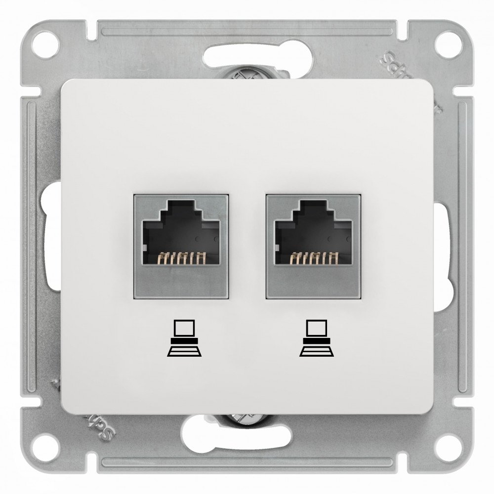 SE Glossa Бел Розетка 2-я RJ45+RJ45, кат.5E