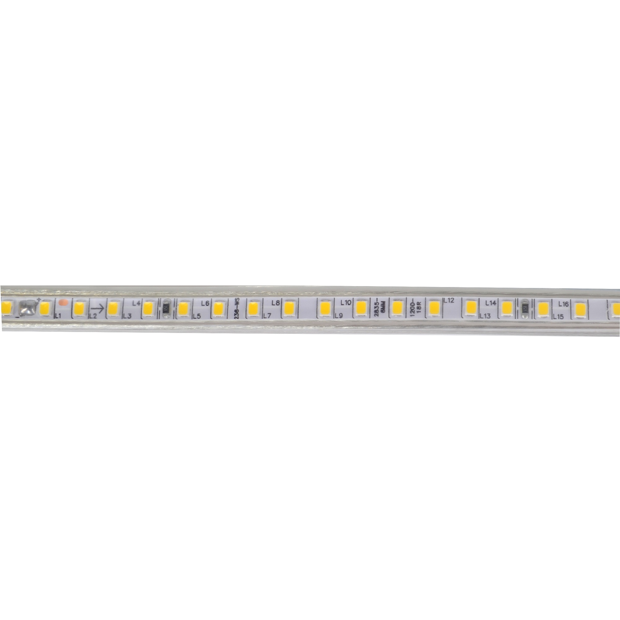 Uniel Лента светодиодная 10Вт/м 120LED 220V IP67 3000K теплый белый