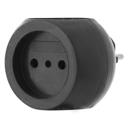 Тройник 6А IP20 Шар 220В черн. Rexant 