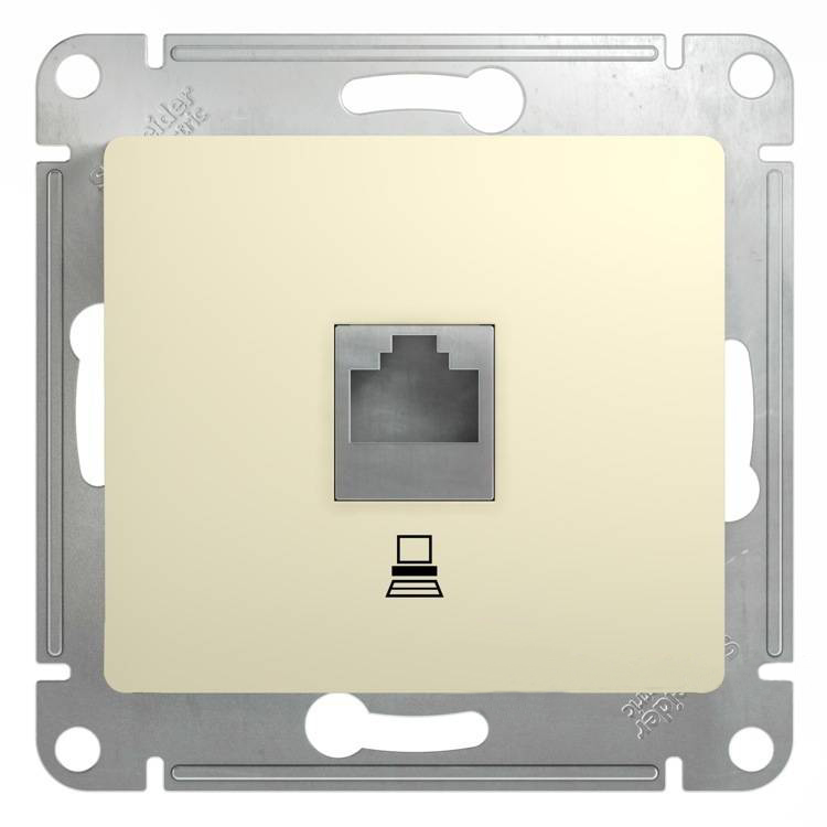 SE Glossa Беж Розетка компьютерная RJ45 кат.5E