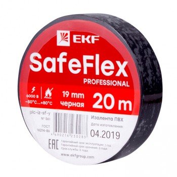 Изолента 0,15х19мм черная 20м SafeFlex EKF