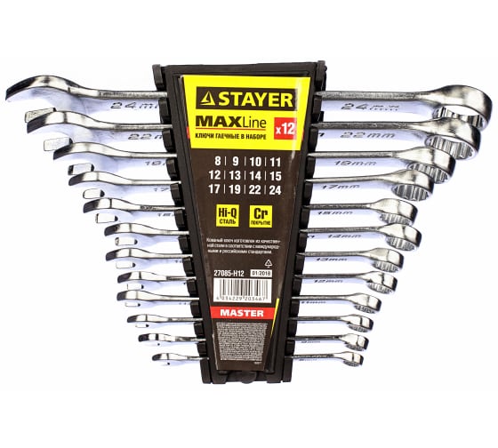 STAYER Набор комбинированных гаечных ключей 12 шт, 8 - 24 мм