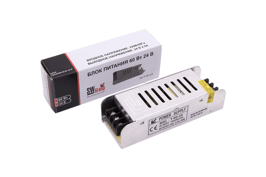 Блок питания компактный (узкий) 60W, 24V SWG