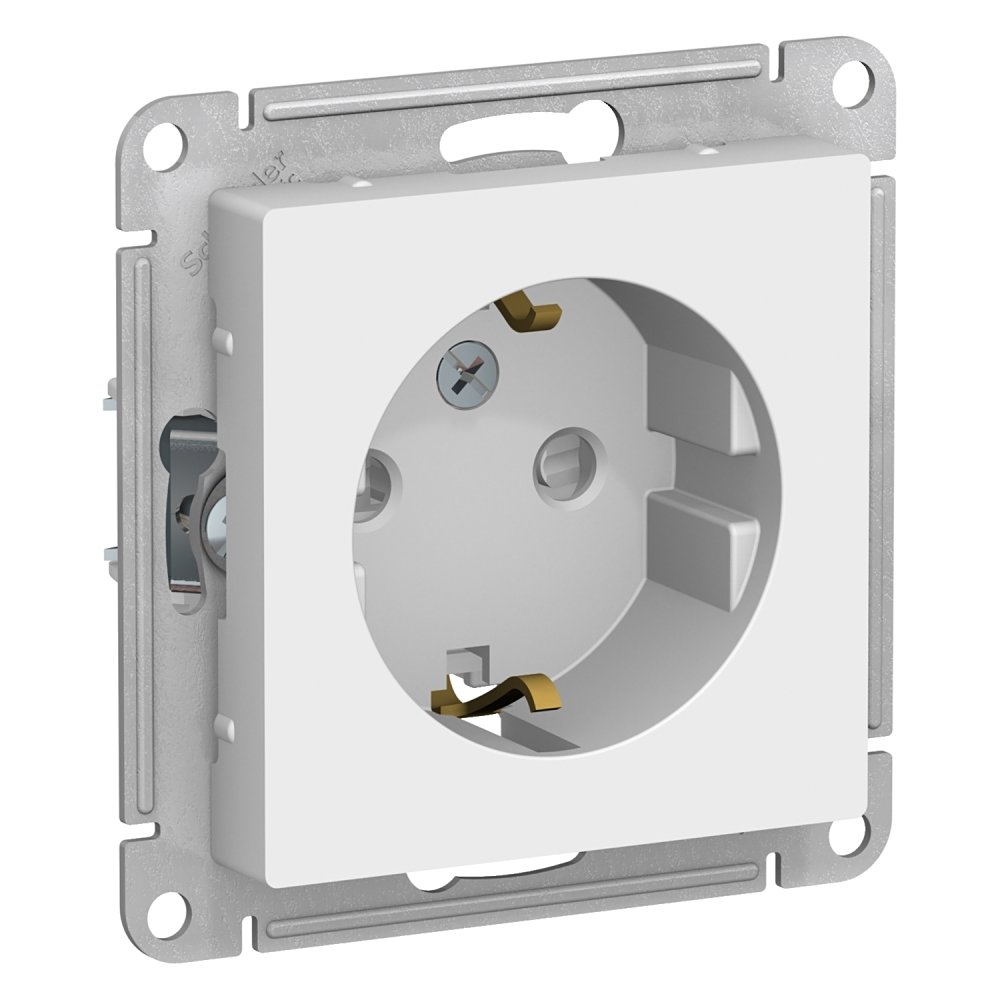 AtlasDesign Белый Розетка IP20 с заз. защ. шторки 
