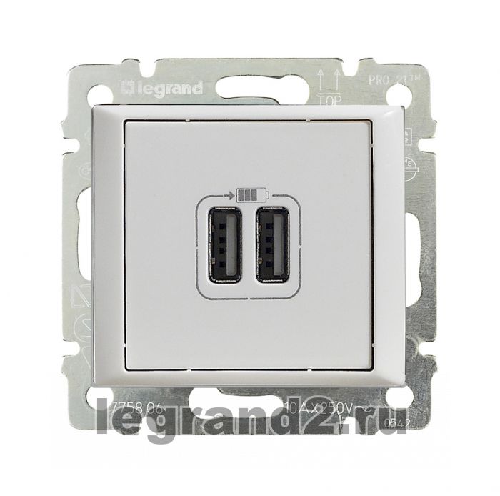Legrand Valena Розетка USB двойная 3000мА Белый
