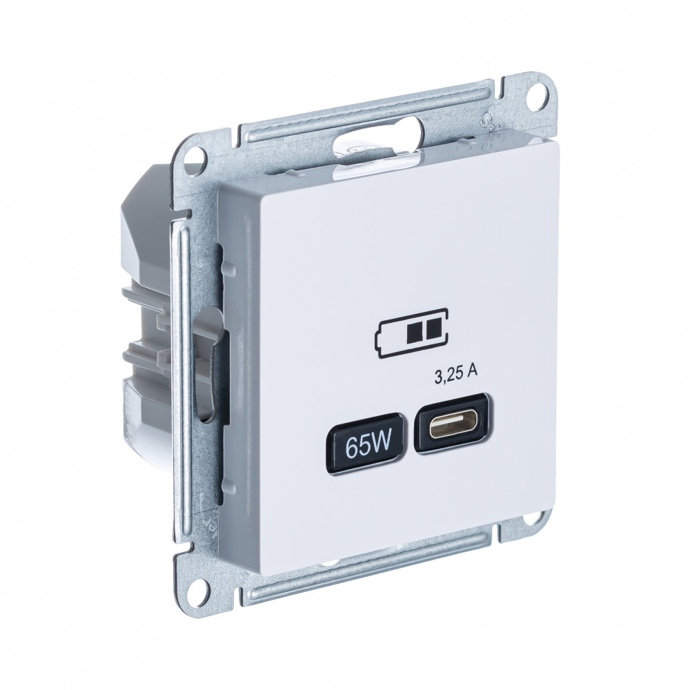 AtlasDesign Белый Розетка USB тип-C 65W высокоскор.заряд. QC, PD