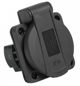 Розетка панельная MAGNUM 2P+PE 16А IP54 РП14-3 с защ. крышкой с заземл. черн. IEK
