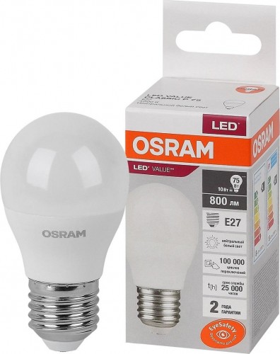 OSRAM Лампа LED 10 Вт Е27 4000К 800Лм шар 220В