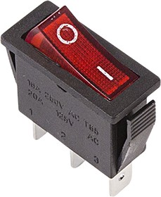 Выключатель клавишный  250V 15A ON-OFF красный с подсветкой REXANT 3с