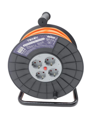 Удлинитель-катушка с розетками 4*50м с/з (3*1,5) TOKOV ELECTRIC