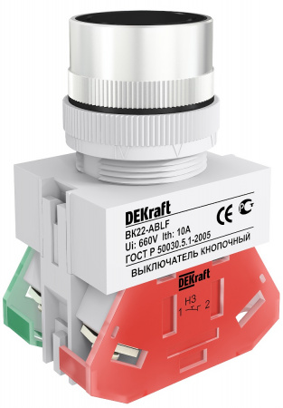 DEKraft Кнопка черная выключения ABLF-22 220В ВК-22