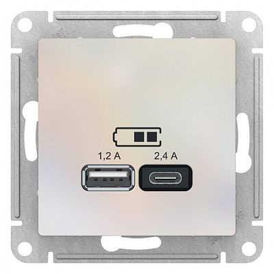 AtlasDesign Жемчуг Розетка USB  A+С 5В/2.4А 2х5В/1.2А