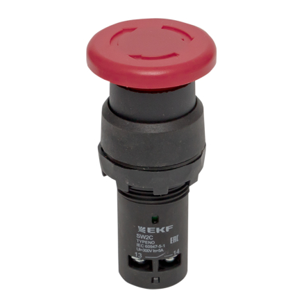 EKF Кнопка SW2C-11MZ поворотная красная NO+NC Грибок