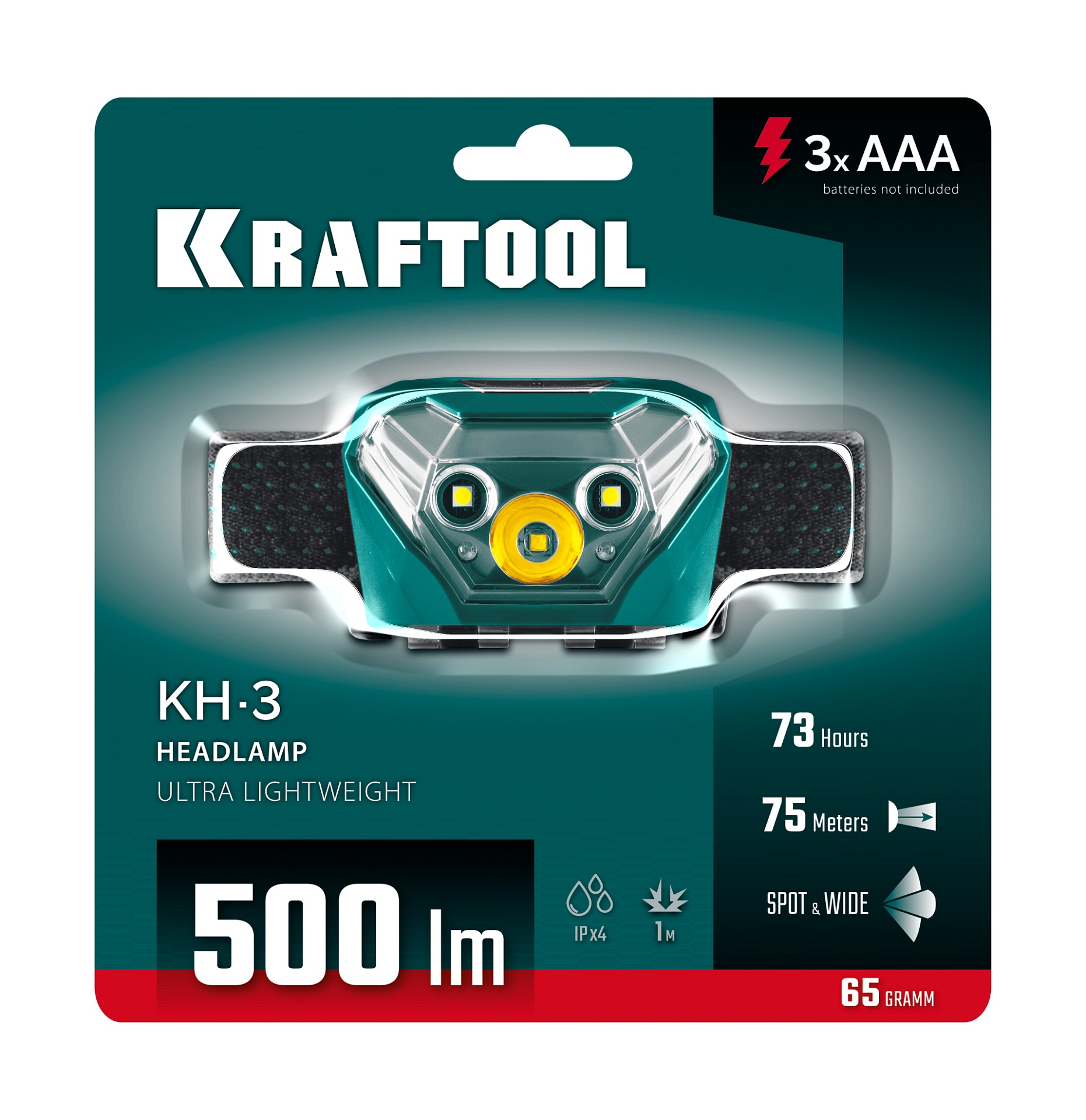 KRAFTOOL Фонарь налобный 5 режимов KH-3 500 лм
