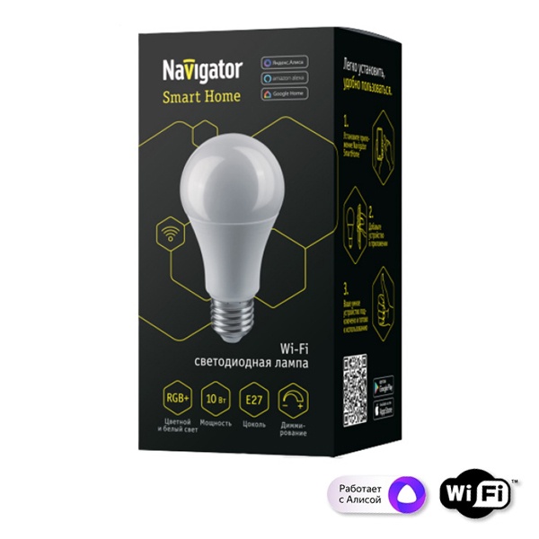 Navigator Лампа умная LED 10Вт Е27 230В WiFi RGB