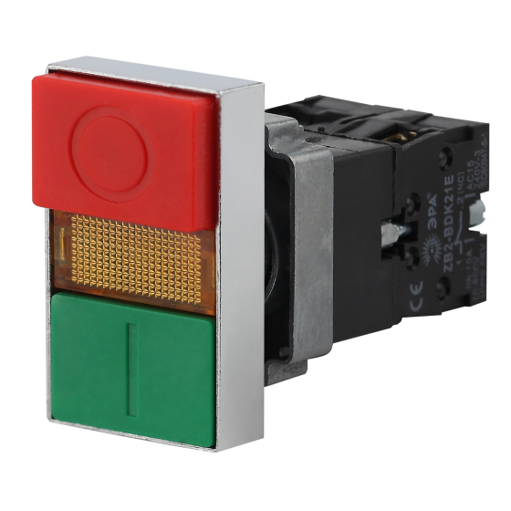 IEK Кнопка упр. LAY5-BW8465 "I-O" сдвоенная с подсветкой 