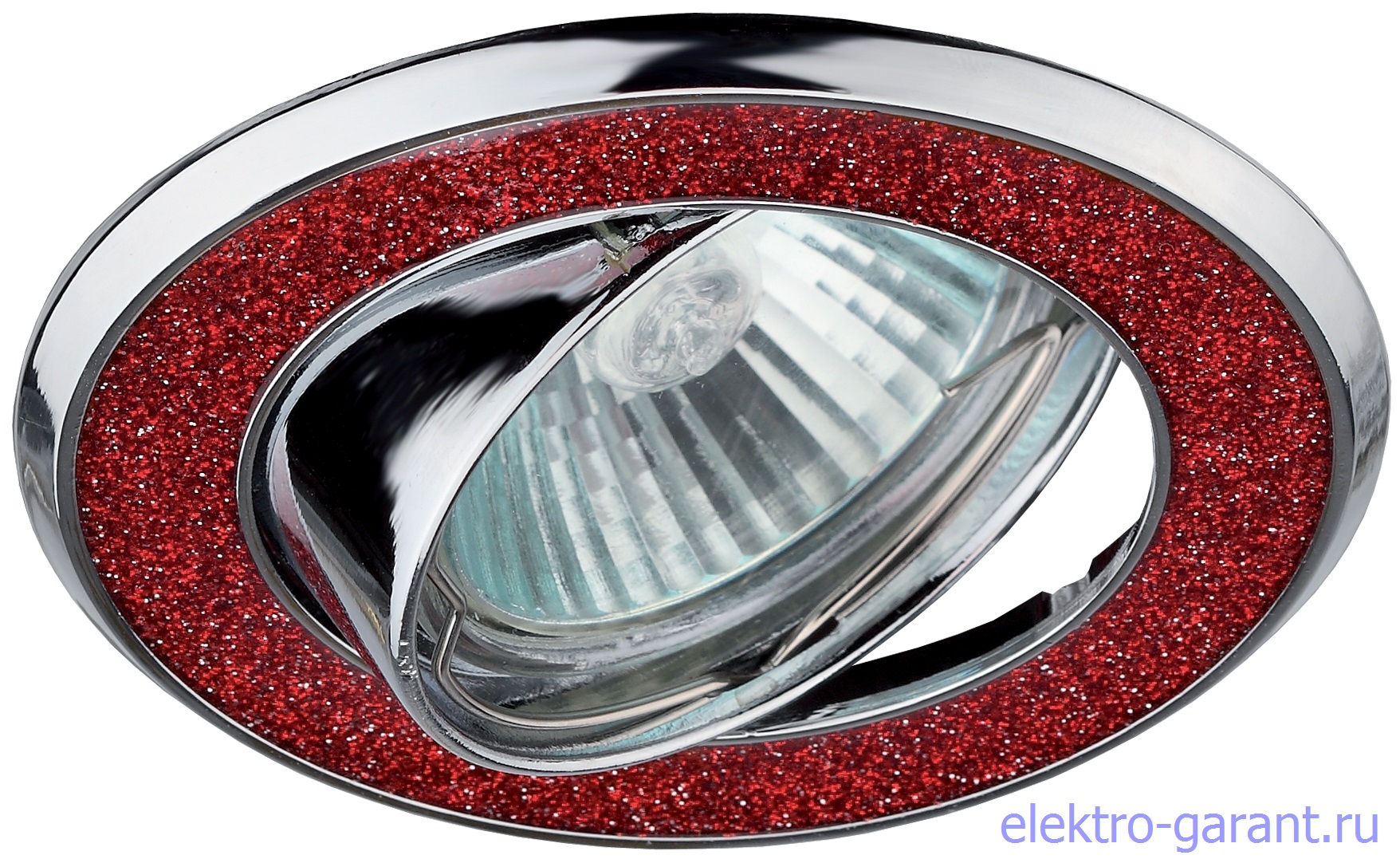 DK18 CH/SH R ЭРА декор "круг со стекл крошк" MR16,50W хром/красный блеск