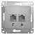 SE Glossa Алюминий Розетка 2-я RJ11+RJ45, кат.5E